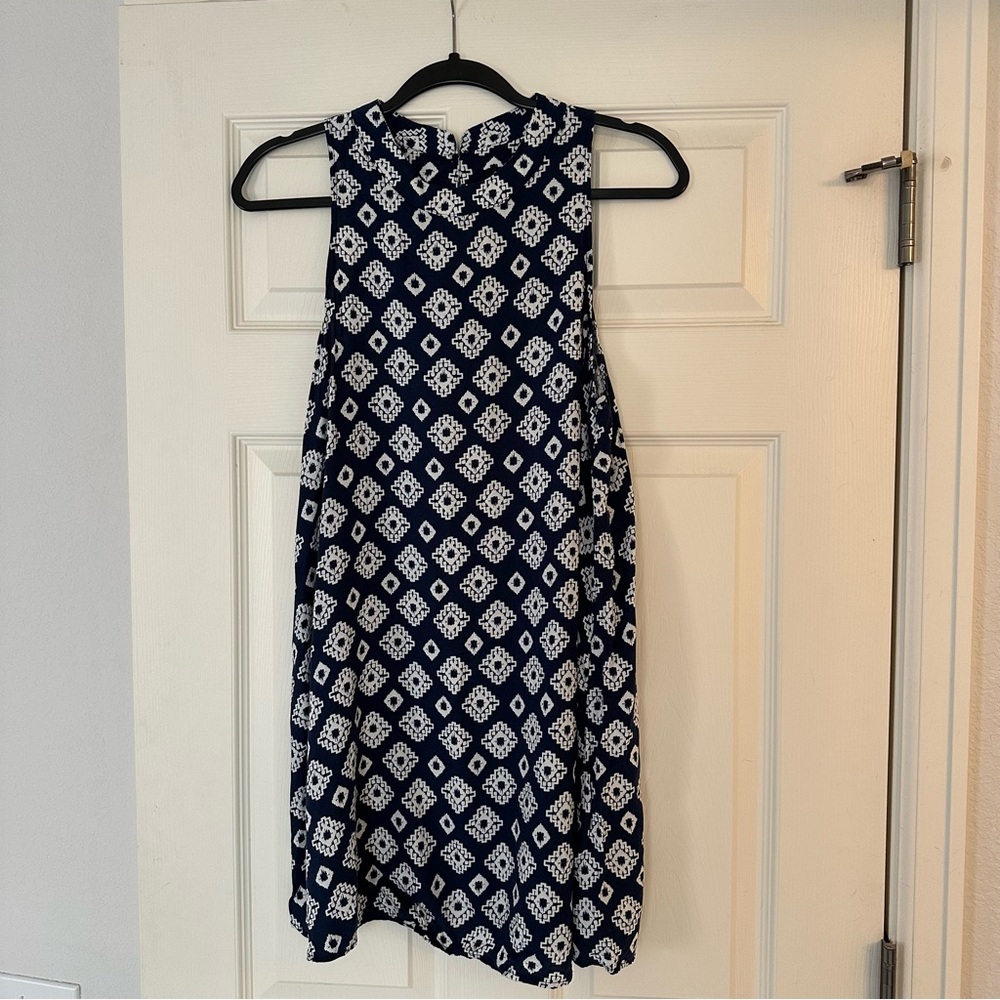 Navy and White Sleeveless Dress